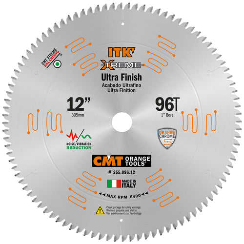 CMT Orange Tools Industrial Fine Finish Saw Blade, 12-Inch x 96 Teeth 40° ATB (12 x 96 Teeth)