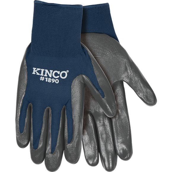 Kinco Navy Blue Polyester Knit Shell & Nitrile Palm Large (Large, Navy Blue)