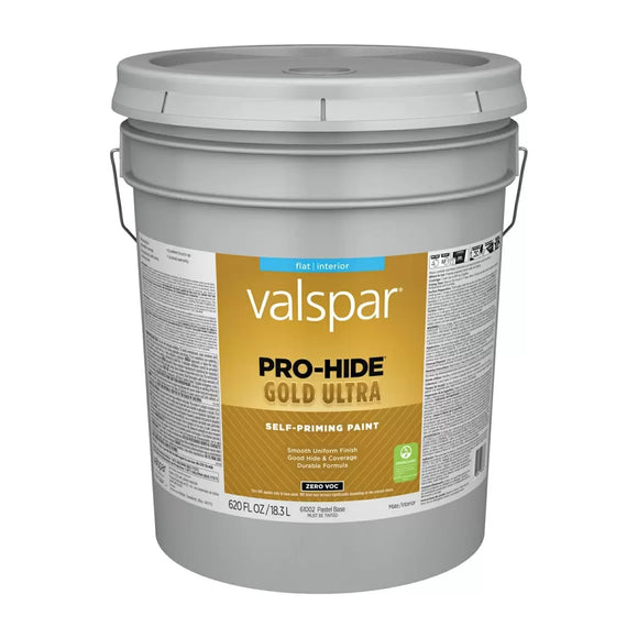 Valspar® Pro-Hide® Gold Ultra Interior Self-Priming Paint Flat 5 Gallon Pastel Base (5 Gallon, Pastel Base)