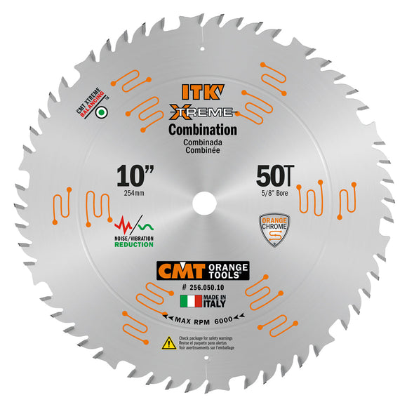 CMT 256.050.10 256-Series ITK Industrial Combination Saw Blade, 10-Inch x 50 Teeth 1FTG+4ATB, 5/8 Bore