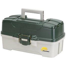Fishing Tackle Box, Green Metallic/Off White, 3-Tray
