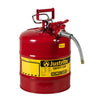 Justrite 5 Gallon, 5/8 Metal Hose, Steel Safety Can for Flammables, Type II, AccuFlow™, Red