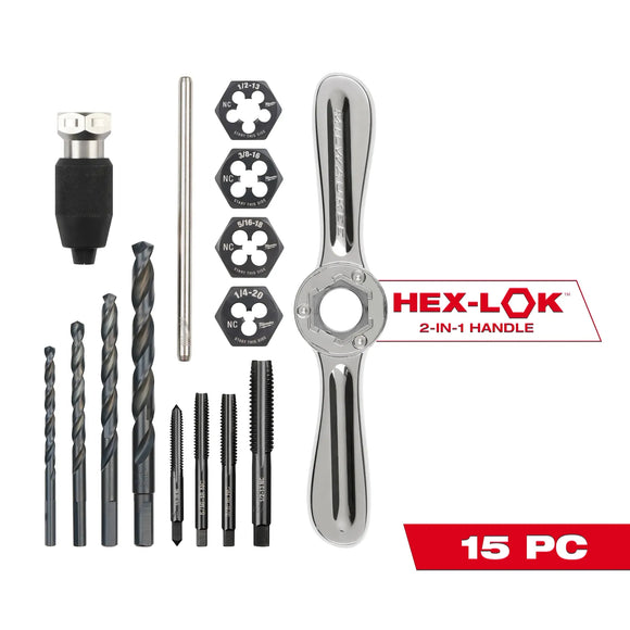 Milwaukee 15PC SAE Tap and Die Set with Hex-LOK™ 2-in-1 Handle (15 PC)