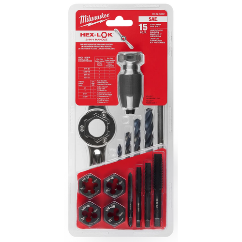 Milwaukee 15PC SAE Tap and Die Set with Hex-LOK™ 2-in-1 Handle (15 PC)