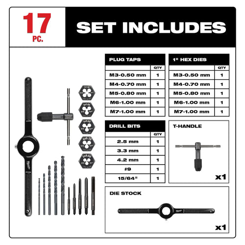 Milwaukee 17PC Metric Tap and Die Set (17 PC)