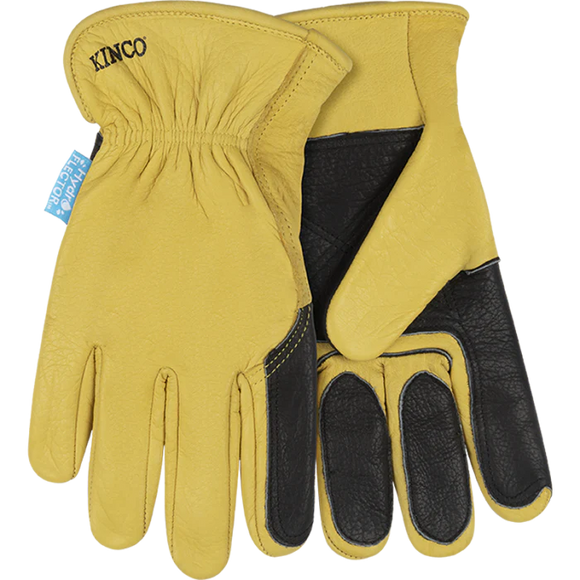 Kinco Hydroflector™ Water-Resistant Premium Grain Buffalo Driver With Double-Palm Glove (Golden Extra Large)