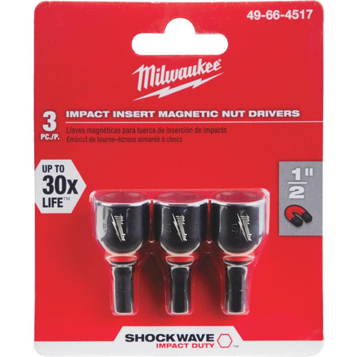 Milwaukee 1/2 In. x 1-1/2 In. Insert Impact Nutdriver, (3-Pack)