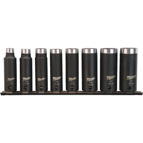 Milwaukee Shockwave Standard 3/8 In. Drive 6-Point Deep Impact Driver Set (8-Piece)