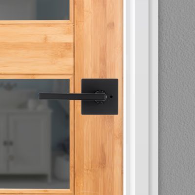 Kwikset Halifax Lever (Square) - Bed/Bath, Matte Black