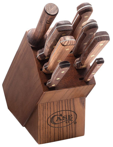 Case Household Cutlery 9-Piece Block Set (Solid Walnut Handles)