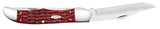 Case Peach Seed Jig Dark Red Bone CS Folding Hunter with Sheath