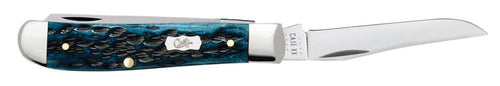 Case Pocket Worn® Peach Seed Jig Mediterranean Blue Bone Mini Trapper