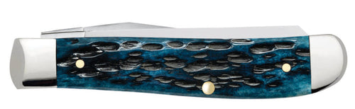 Case Pocket Worn® Peach Seed Jig Mediterranean Blue Bone Mini Trapper