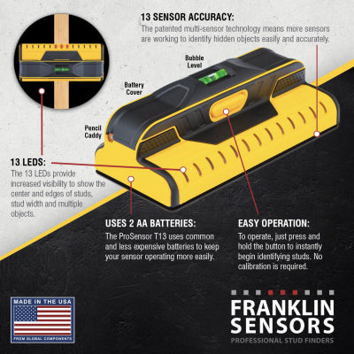 Franklin Sensors ProSensor M132 Stud Finder 13 Sensors 13 LEDs