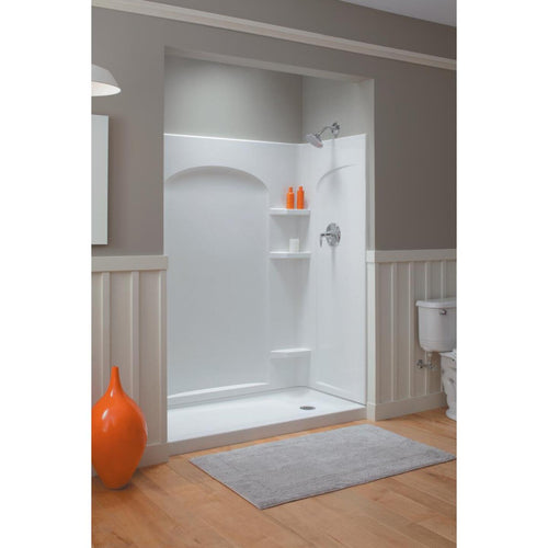 Sterling Ensemble 31-1/4 In. W x 72-1/2 In. H x 1-1/4 In D Curved Shower End Wall Set in White