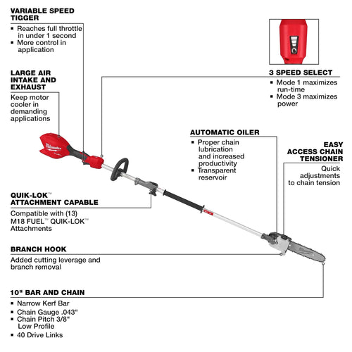 Milwaukee M18 FUEL™ Pole Saw w/ QUIK-LOK™