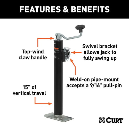 Curt Pipe-Mount Swivel Jack with Top Handle