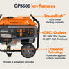 Generac Generac Portable Generator, 3600W  With COsense  49ST