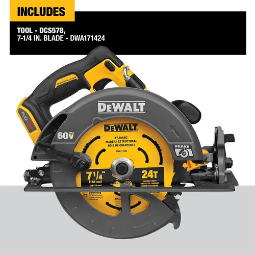 DeWalt 60V MAX** brushless cordless 7-1/4-in. Circular saw with electronic brake (TOOL ONLY)