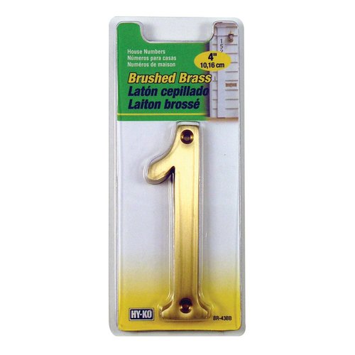 Hy-Ko Prestige Series Brushed Brass Metal House Number One 4