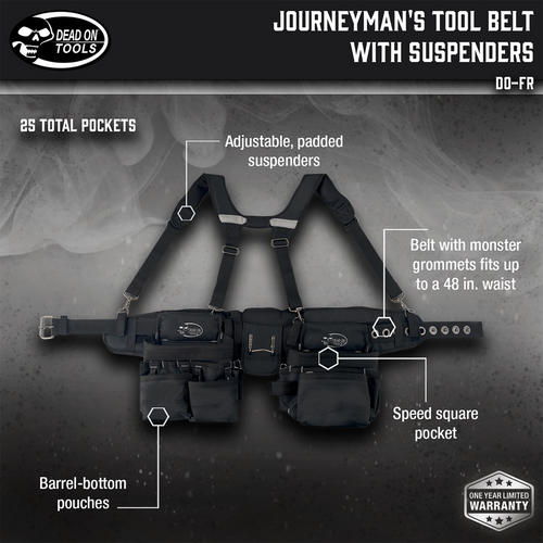 Dead On Tools Journeyman's Tool Belt with Suspenders