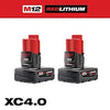 Milwaukee M12™ REDLITHIUM™ XC4.0 Battery Two Pack