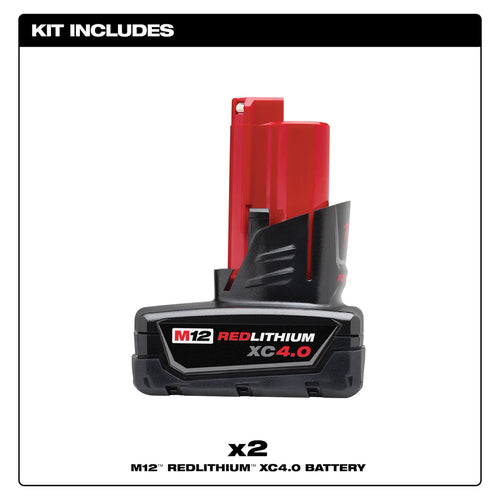 Milwaukee M12™ REDLITHIUM™ XC4.0 Battery Two Pack