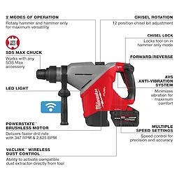 Milwaukee M18 FUEL™ 1-3/4 SDS MAX Rotary Hammer Kit w/ ONE-KEY™