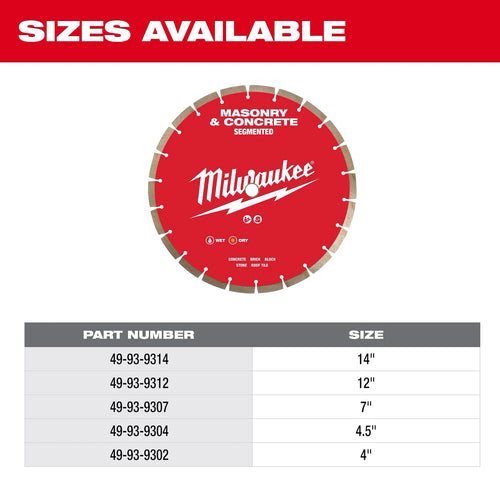 Milwaukee 7 Segmented Masonry & Concrete Diamond Blade