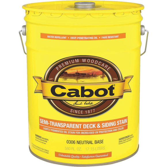 Cabot Semi-Transparent Deck & Siding Exterior Stain, Neutral Base, 5 Gal.