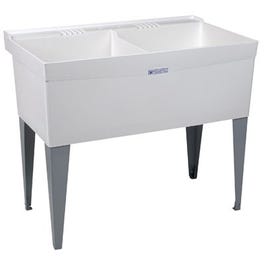 Laundry Tub, Double, White, 40 x 24-In.