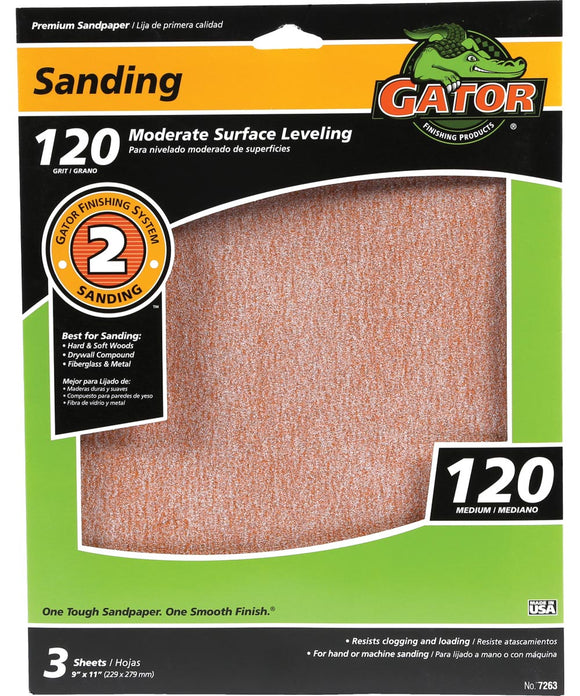 Gator Premium Aluminum Oxide sheets 120 Grit