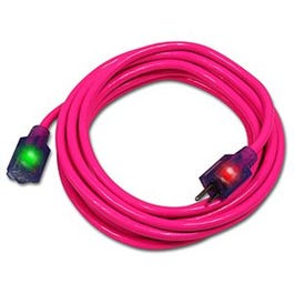 Pro Glo Extension Cord, Pink, 12/3, 25-Ft.