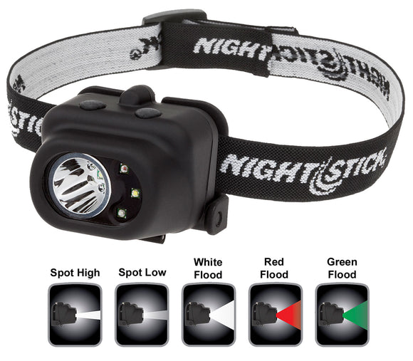 Nightstick NSP4610B Multi-Function Headlamp 150/80/100/9/18 Lumens AAA (3) Black