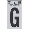 Address Letters, G, Reflective Black/Silver Vinyl, Adhesive, 2-In.