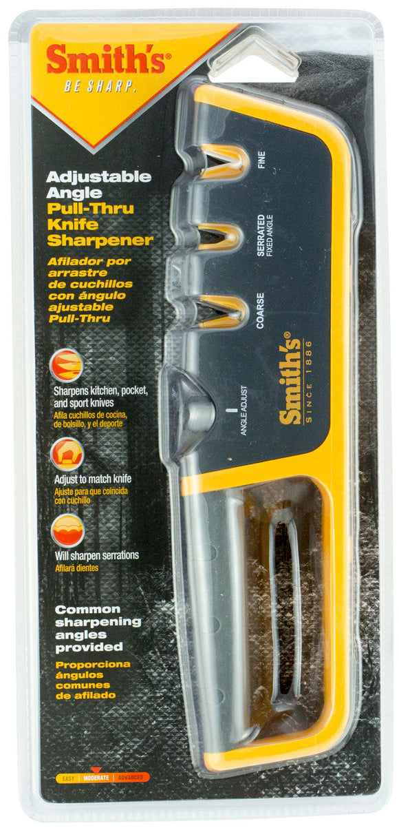 Smiths Products 50264 Adjustable Angle Pull-Thru Sharpener Fine, Coarse Ceramic, Diamond Sharpener Rubber Handle Gray