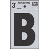 Address Letters, B, Reflective Black/Silver Vinyl, Adhesive, 3-In.