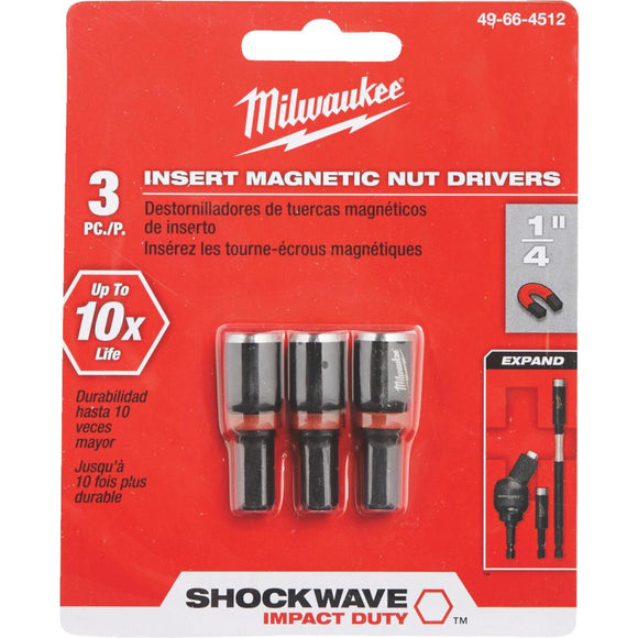 Milwaukee 1/4 In. x 1-1/2 In. Insert Impact Nutdriver, (3-Pack)