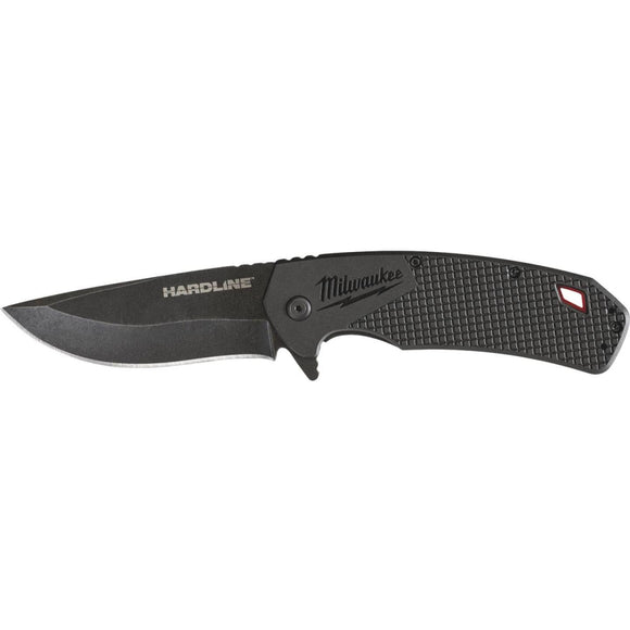 Milwaukee Hardline 3-1/2 In. Smooth Blade Black Pocket Knife