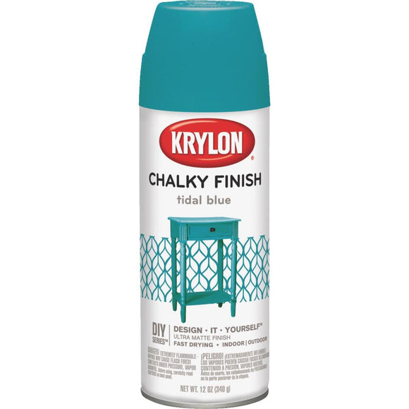 Krylon CHALKY FINISH 12 Oz. Ultra Matte Chalk Spray Paint, Tidal Blue