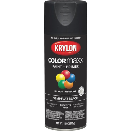 Krylon Colormaxx Semi-Flat Spray Paint & Primer, Black