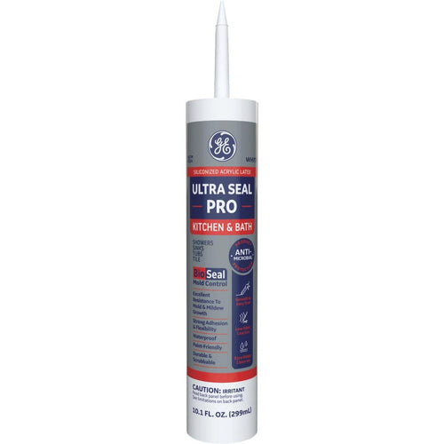 GE Ultra Seal Pro 10.1 Oz. White Siliconized Acrylic Latex Kitchen & Bath Caulk