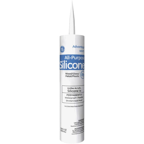 GE Advantage All Purpose Silicone Sealant, White, 9.8oz