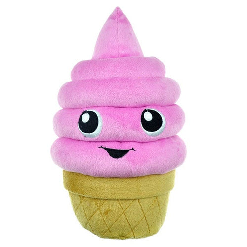 Chomper Food Junkeez Ice Cream Cone Plush Dog Toy - Small